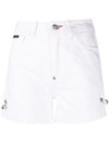 PHILIPP PLEIN SAFETY-PIN DENIM SHORTS