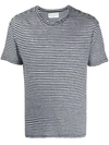Officine Generale Horizontal Stripe Print T-shirt In Black