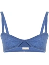 Khaite Eda Knitted Cashmere Bralette In Blue