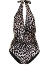 Duskii Leopard-print Halterneck Swimsuit In Brown