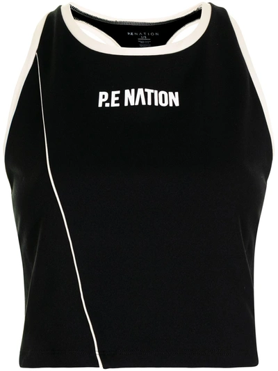P.e Nation Cropped Racerback Vest In Black