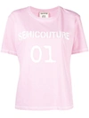 Semicouture Logo-print Cotton T-shirt In Light Pink