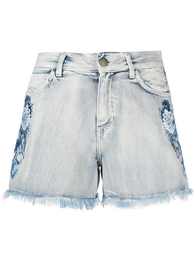 Twinset Shorts In Jeans Con Ricami Patch 211tt243a In Blue