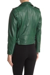 Walter Baker Liz Leather Crop Moto Jacket In Ivy Green