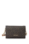 Calvin Klein Pindot Logo Crossbody Chain Wallet Bag In Brown
