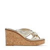 Jimmy Choo Narisa Metallic Leather Platform Wedge Mules In Silver