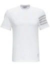 THOM BROWNE WHITE JERSEY T-SHIRT WITH PRINT,11774489