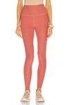 Beyond Yoga Spacedye Caught In The Midi High Waisted Legging In Softest Scarlet