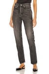 Saint Laurent Cotton Denim Straight Leg Jeans In Dirty Medium Black