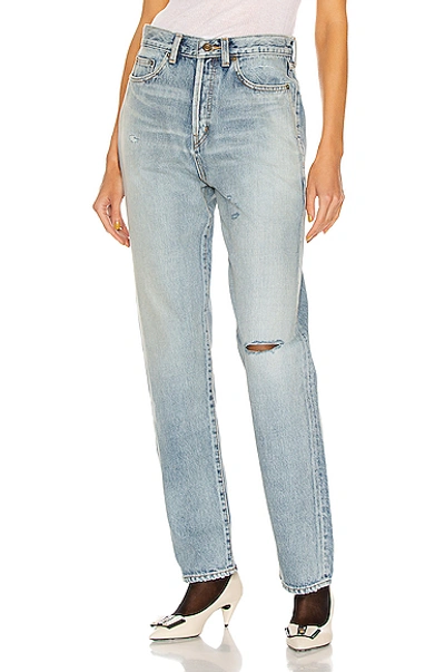 Saint Laurent High Waisted Slim Fit Jeans In Blue
