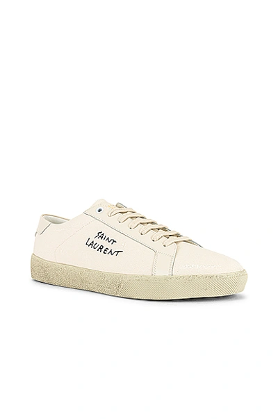 Saint Laurent Sl06 Elba Logo-embroidered Canvas Trainers In White