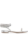 Alexandre Vauthier Amina Crystal-embellished Leather Sandals In Silver