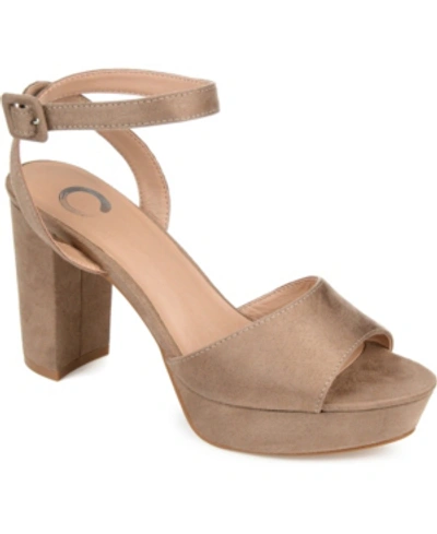 Journee Collection Women's Nairri Platform Block Heel Dress Sandals In Taupe