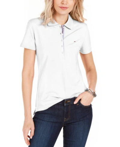 Tommy Hilfiger Women's Solid Short-sleeve Polo Top In White