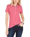 TOMMY HILFIGER WOMEN'S SOLID SHORT-SLEEVE POLO TOP