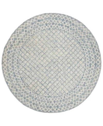 Safavieh Abstract 203 Blue And Ivory 6' X 6' Round Area Rug In Blue/ivory