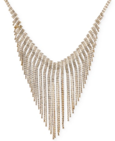 Inc International Concepts Gold-tone Rhinestone Angled Fringe Statement Necklace, 18" + 3" Extender, Created For Macy's