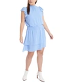 1.state Plus Size Smocked Flutter-sleeve Dress In Oasis Blue