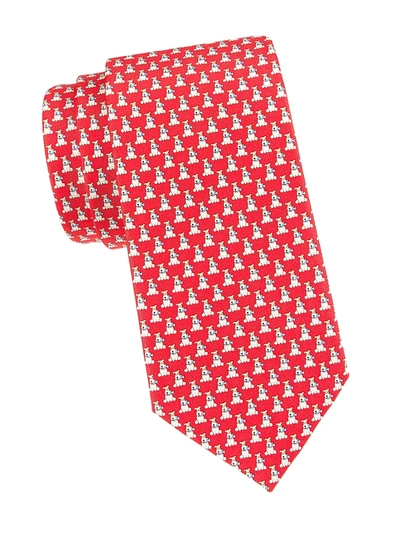 Ferragamo Men's Dogs Silk Tie In Rosso
