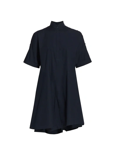 Akris Punto Asymmetrical Short Sleeve Shirt Dress In Navy