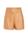 Alice And Olivia Donald Vegan Leather High-waist Shorts In Camel