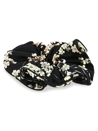 Alexandre De Paris Bords De Marne Floral Scrunchie In Black Multi