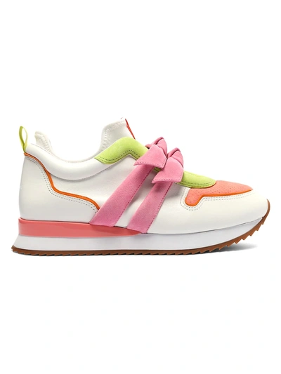 Alexandre Birman Clarita Neon Leather Sneakers In White Salm