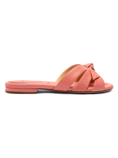 Alexandre Birman Suelita Flat Leather Sandals In Salmon Pink