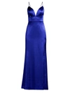 Aidan Mattox V-neck High-low Crepe Gown In Royal Sapphire