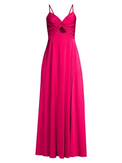 Aidan Mattox Twist-front Mermaid Gown In Super Pink