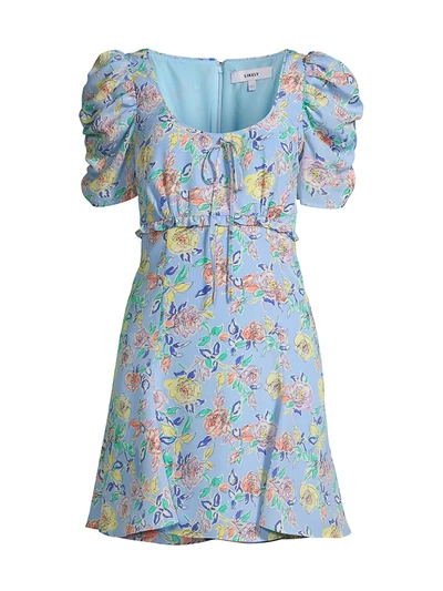 Likely Lana Floral Mini A-line Dress In Periwinkle Multi