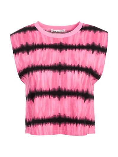 Alice And Olivia Desma Cropped Tie-dyed Cotton-jersey Tank In Washed Tie Dye Pi