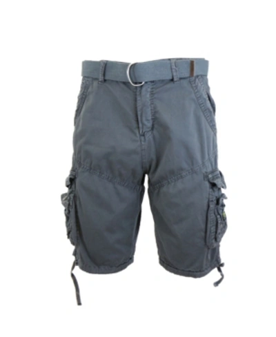 Galaxy By Harvic Men's Belted Cargo Shorts With Twill Flat Front Washed Utility Pockets In Gray