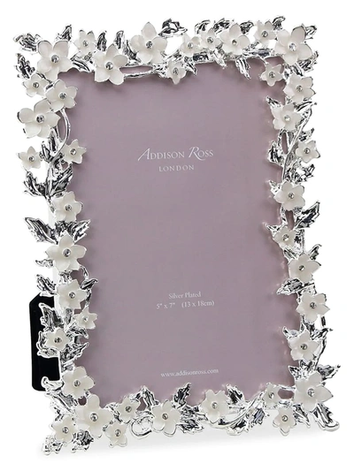 Addison Ross Silver Leaf & White Flower Picture Frame In Size 8 X 10