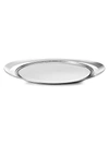 Georg Jensen Cobra Removable Leather Inlawy Stainless Steel Handle Serving Tray In Silver-tone