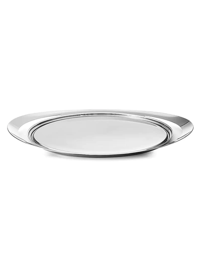 Georg Jensen Cobra Removable Leather Inlawy Stainless Steel Handle Serving Tray