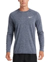 Nike Men's Heather Hydroguard Long Sleeve Swim T-shirt In Midnight Navy