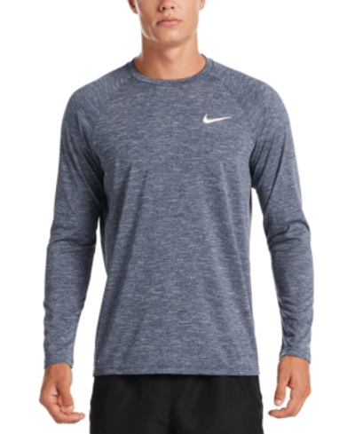 Nike Men's Heather Hydroguard Long Sleeve Swim T-shirt In Blue