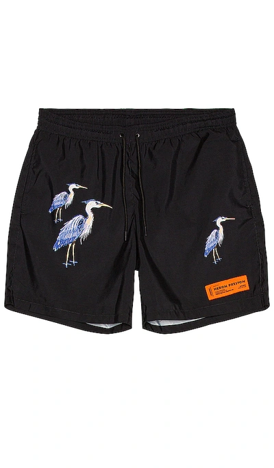 Heron Preston Heron Print Swimming Shorts In Black
