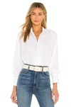 Rag & Bone Jade Embroidered Band Collar Cotton Blouse In White