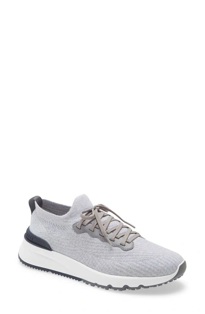 Brunello Cucinelli Knit Sneakers In Silver