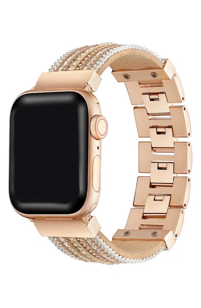 The Posh Tech Beaded Apple Watch® Bracelet Watchband In Gold/rose Gold