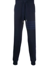 Thom Browne Tonal 4 Bar Loopback Track Pants In Blue