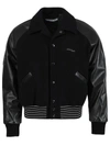 Acne Studios Omber Cropped Padded Wool-blend And Leather Bomber Jacket In Black