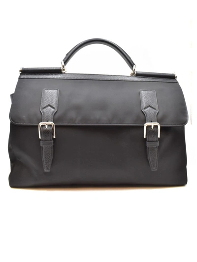 Dolce & Gabbana Black Leather Travel Bag