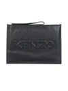 KENZO BLACK LEATHER CLUTCH,6B7D14A7-B222-1397-0D0B-92032BF47C91