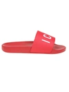 Dsquared2 Icon Print Rubber Slide Sandals In Red