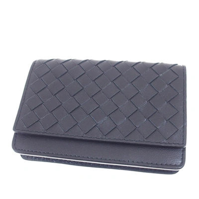 Pre-owned Bottega Veneta Intrecciato Leather Card Holder In Black