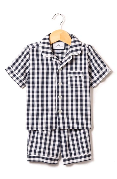 Petite Plume Unisex Classic Sleep Shorts Set - Baby, Little Kid, Big Kid In Navy Gingham