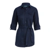 Lauren Petite Belted Linen Shirt In Lauren Navy